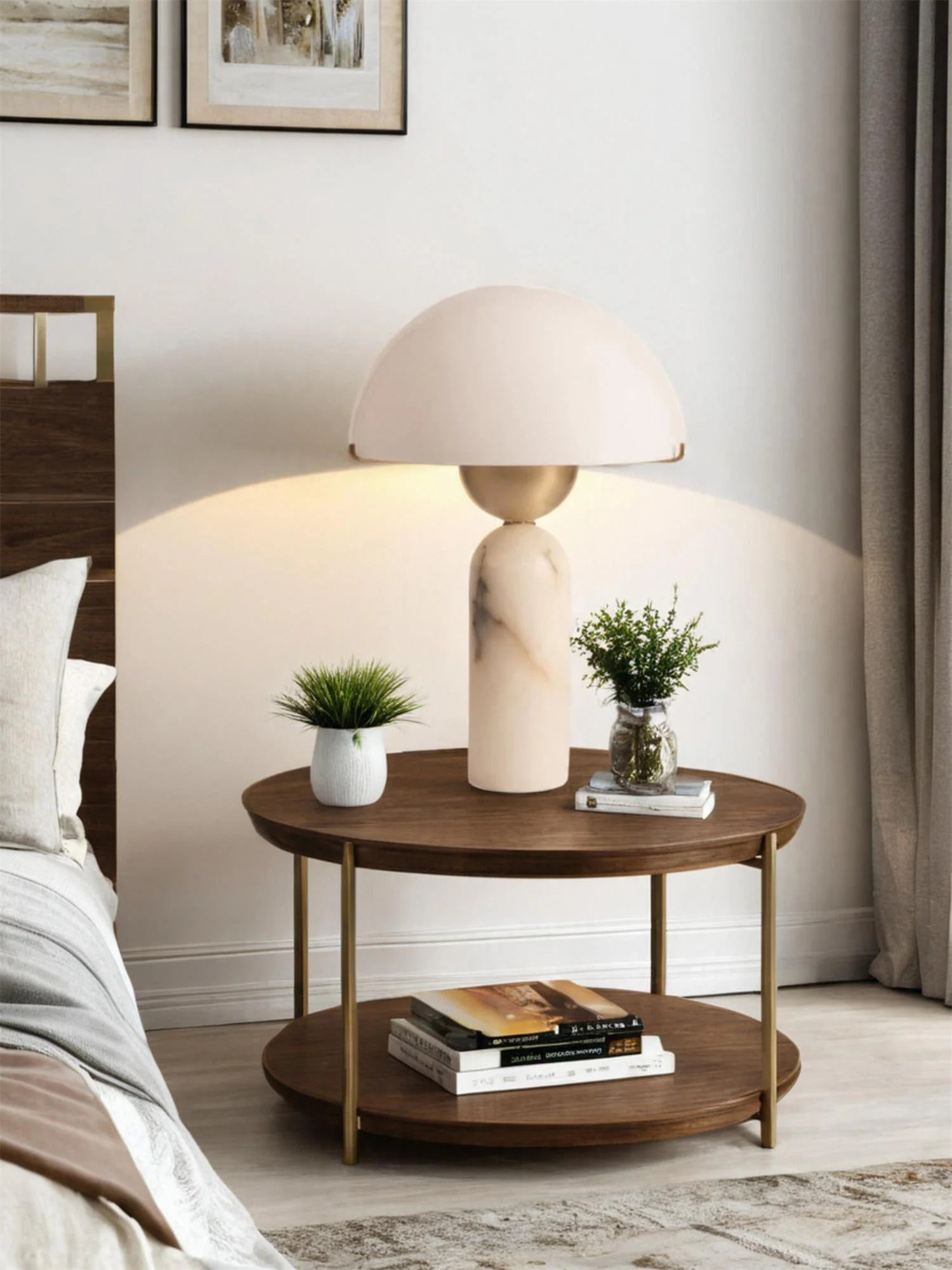 Alabaster Elegance Mushroom Table Lamp