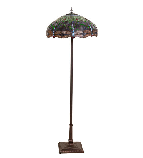 64" High Tiffany Hanginghead Dragonfly Floor Lamp