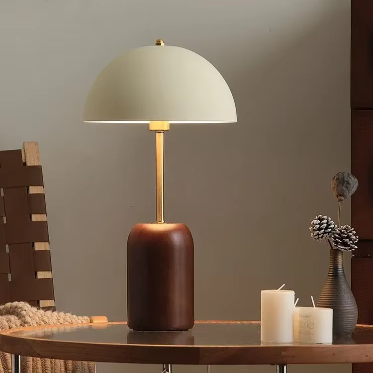 Linden Tall Neck Mushroom Table Lamp – Solid Ash Wood & Metal