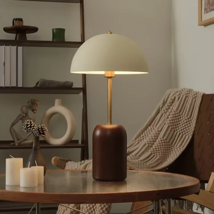 Linden Tall Neck Mushroom Table Lamp – Solid Ash Wood & Metal