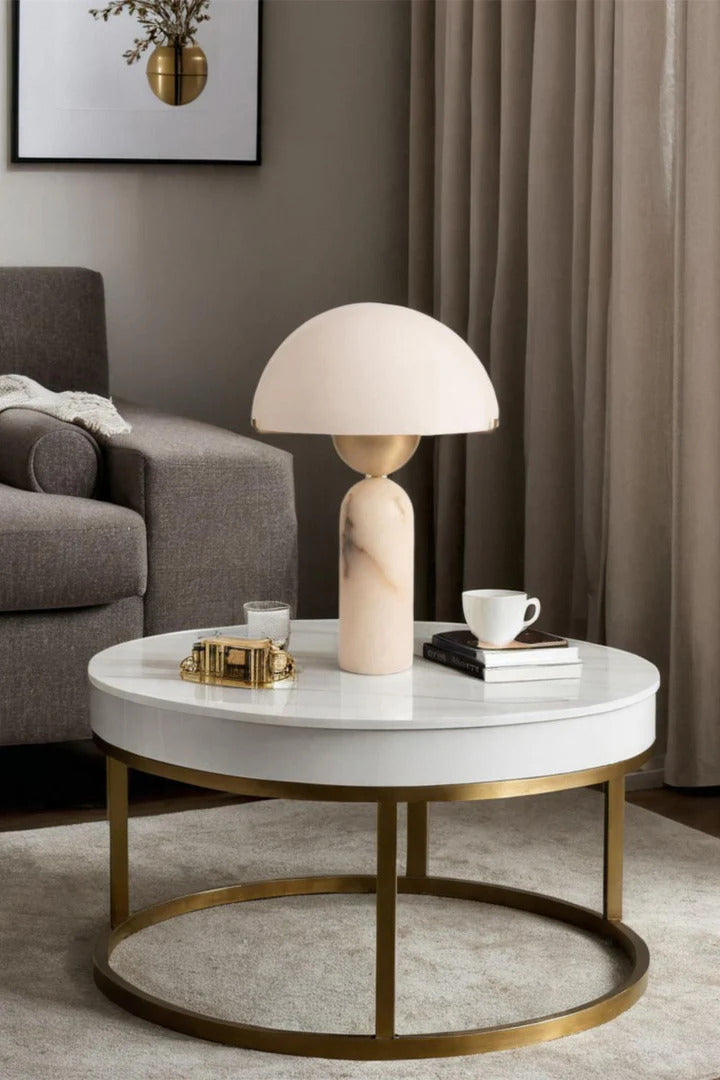 Alabaster Elegance Mushroom Table Lamp