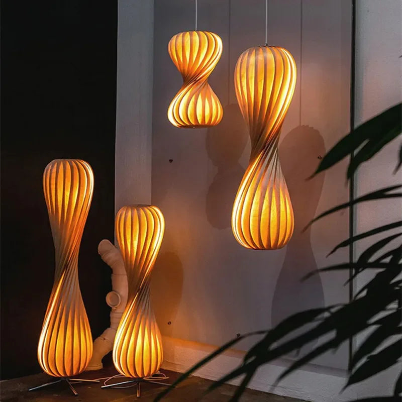 Solara Birch Wood Floor Lamp