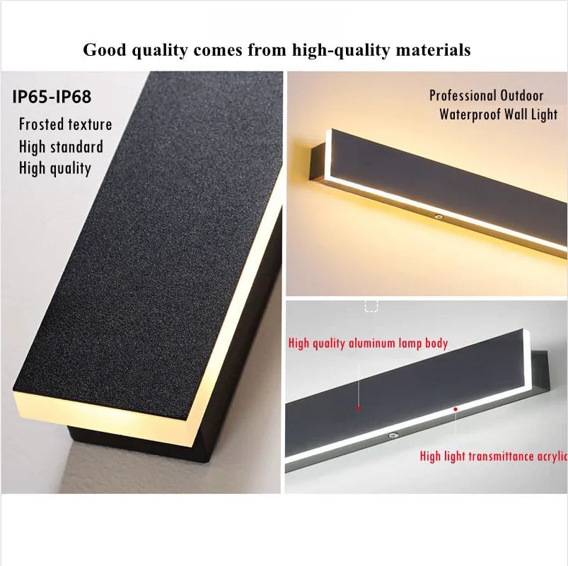 Sleek Waterproof White LED Wall Light