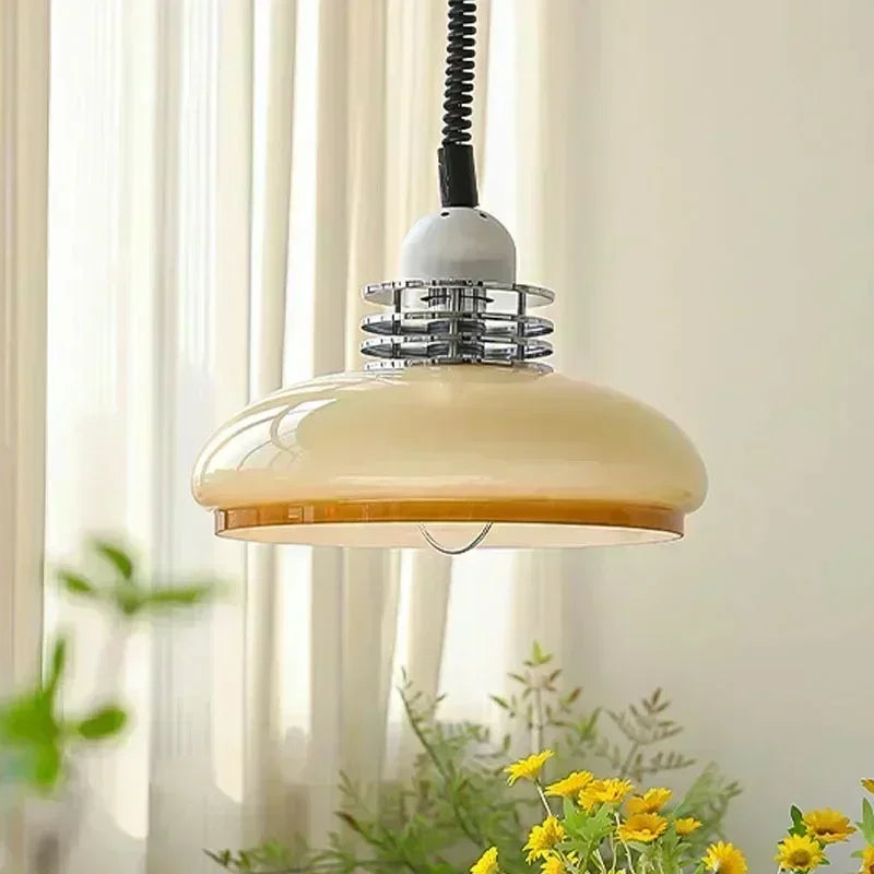Bauhaus Retractable Glass Pendant Light