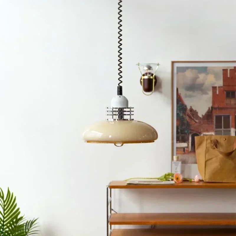 Bauhaus Retractable Glass Pendant Light