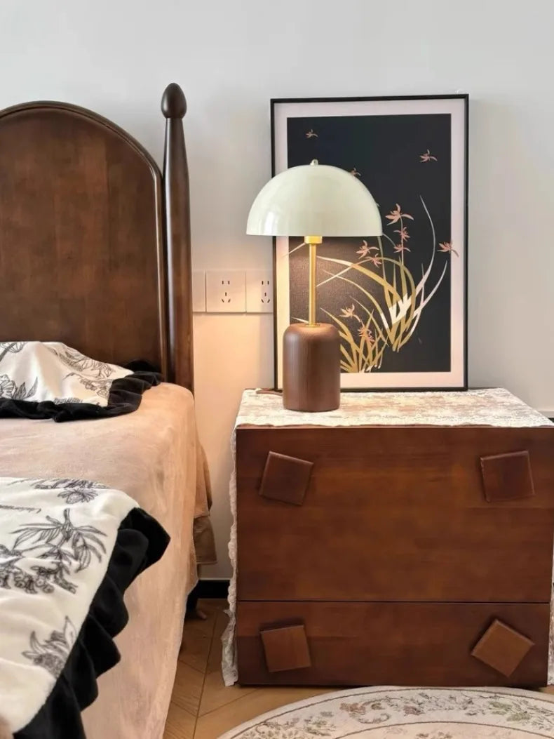 Linden Tall Neck Mushroom Table Lamp – Solid Ash Wood & Metal