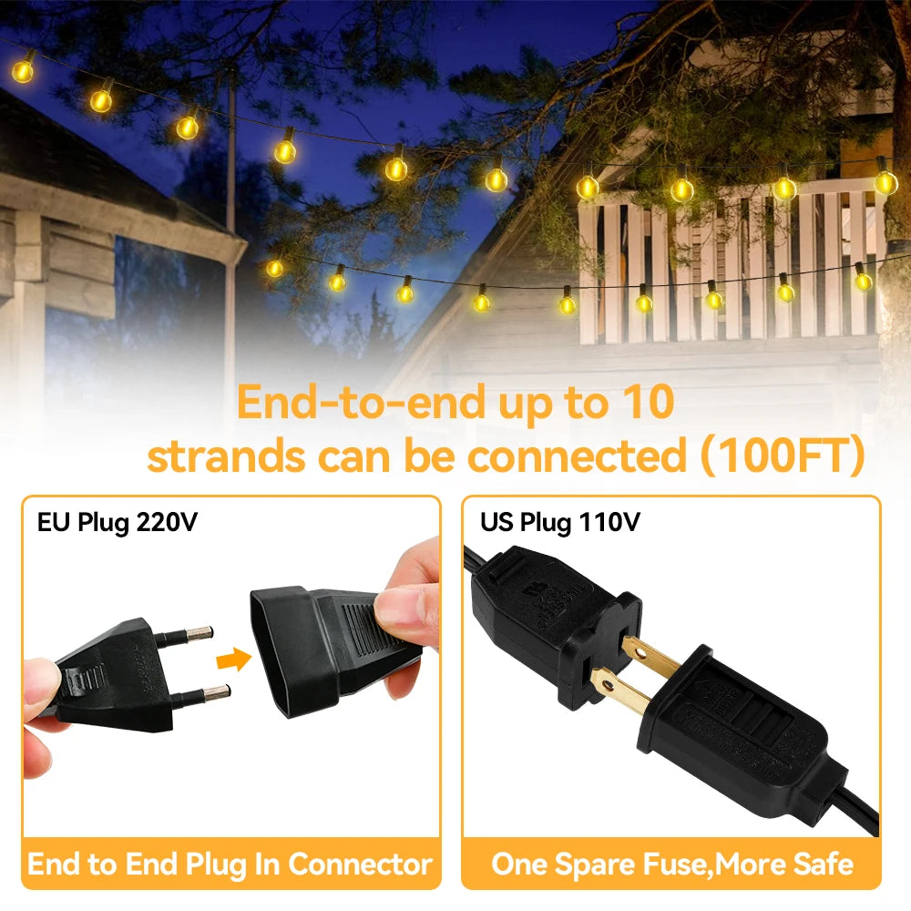Waterproof Outdoor Bulb String Lights