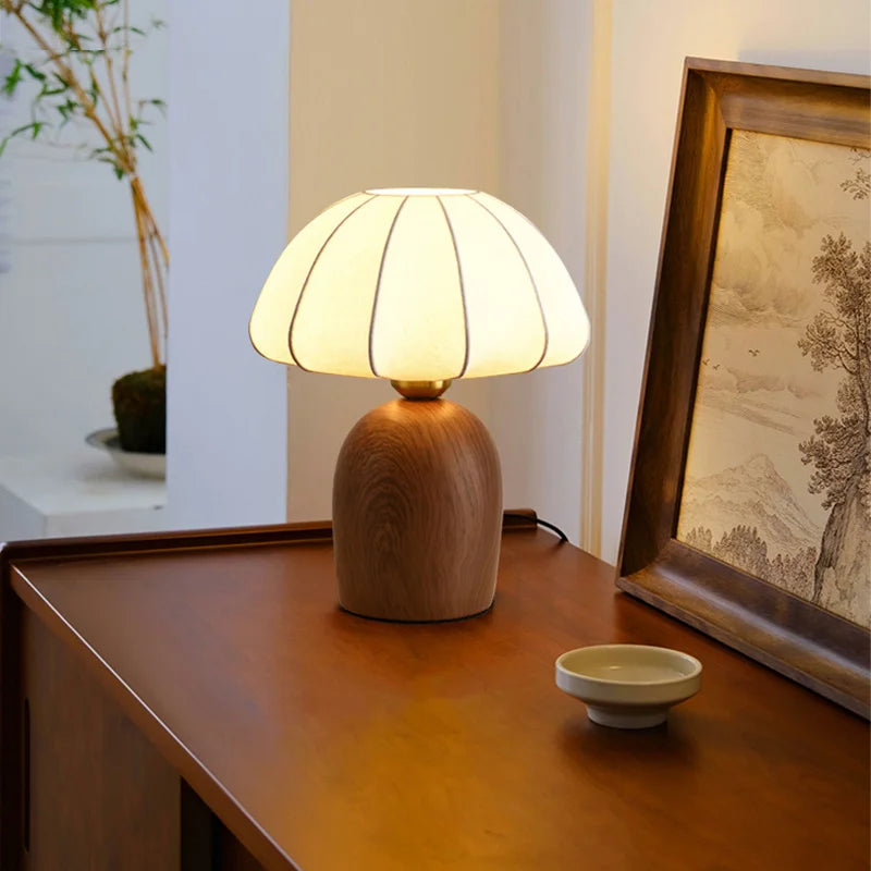 Retro Pink Ceramic Table Lamp with Fabric Shade