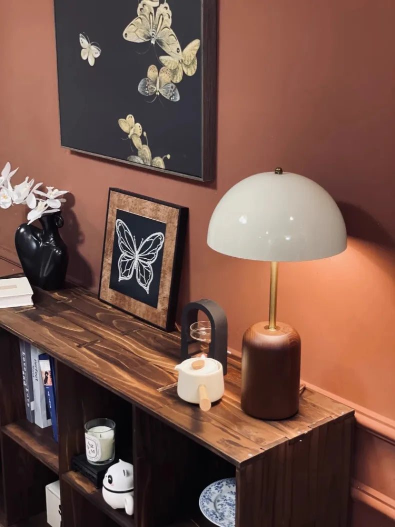 Linden Tall Neck Mushroom Table Lamp – Solid Ash Wood & Metal