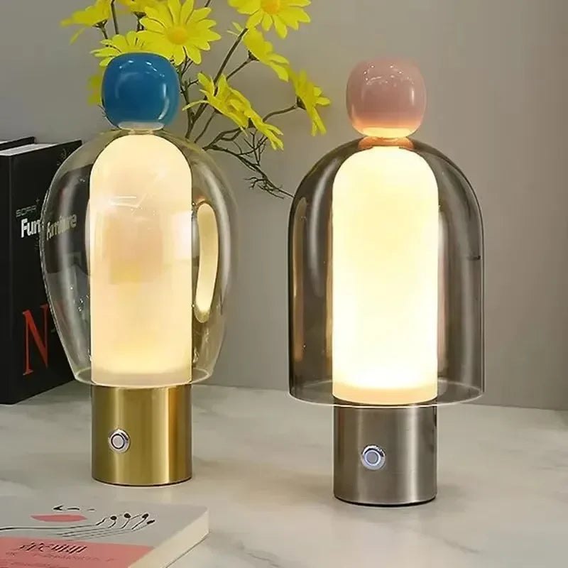 Sculptural Glass Dome USB Table Lamp