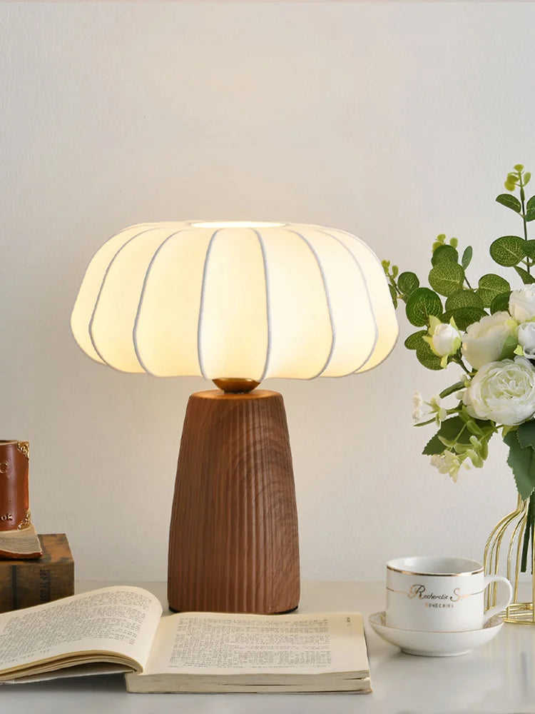 Retro Pink Ceramic Table Lamp with Fabric Shade