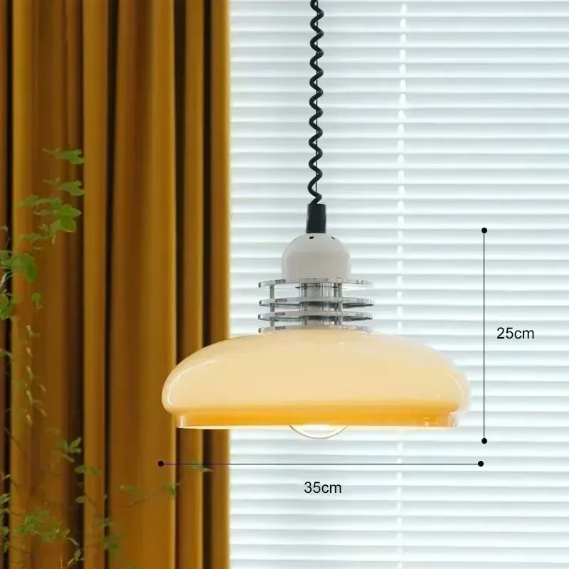 Bauhaus Retractable Glass Pendant Light