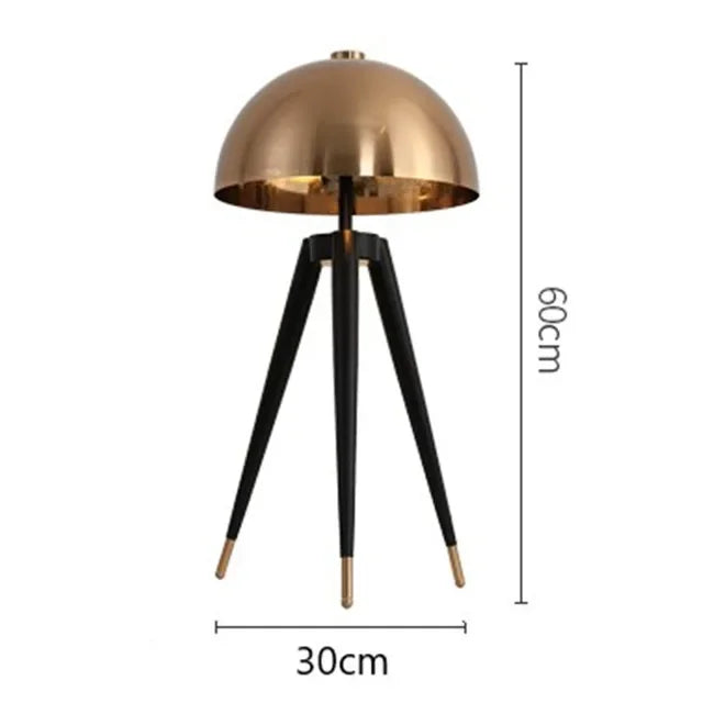 Modern Tripod Mushroom Table Lamp – Black & Gold Contemporary Design