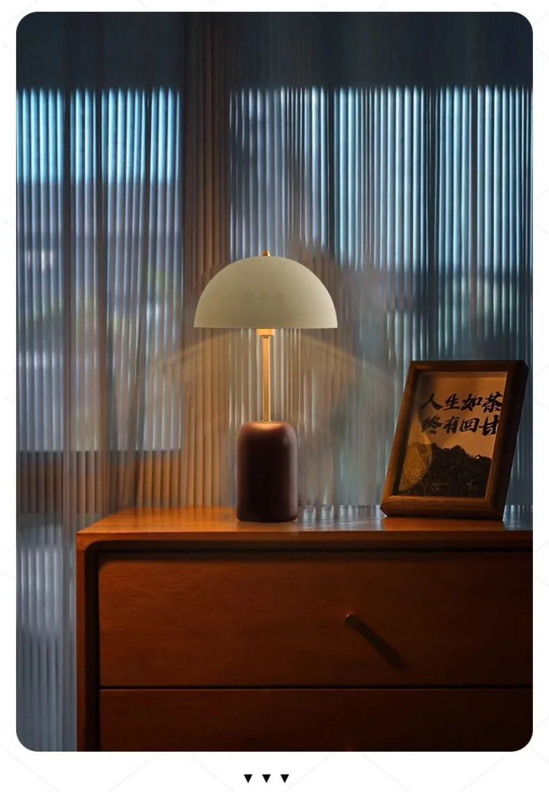 Linden Tall Neck Mushroom Table Lamp – Solid Ash Wood & Metal