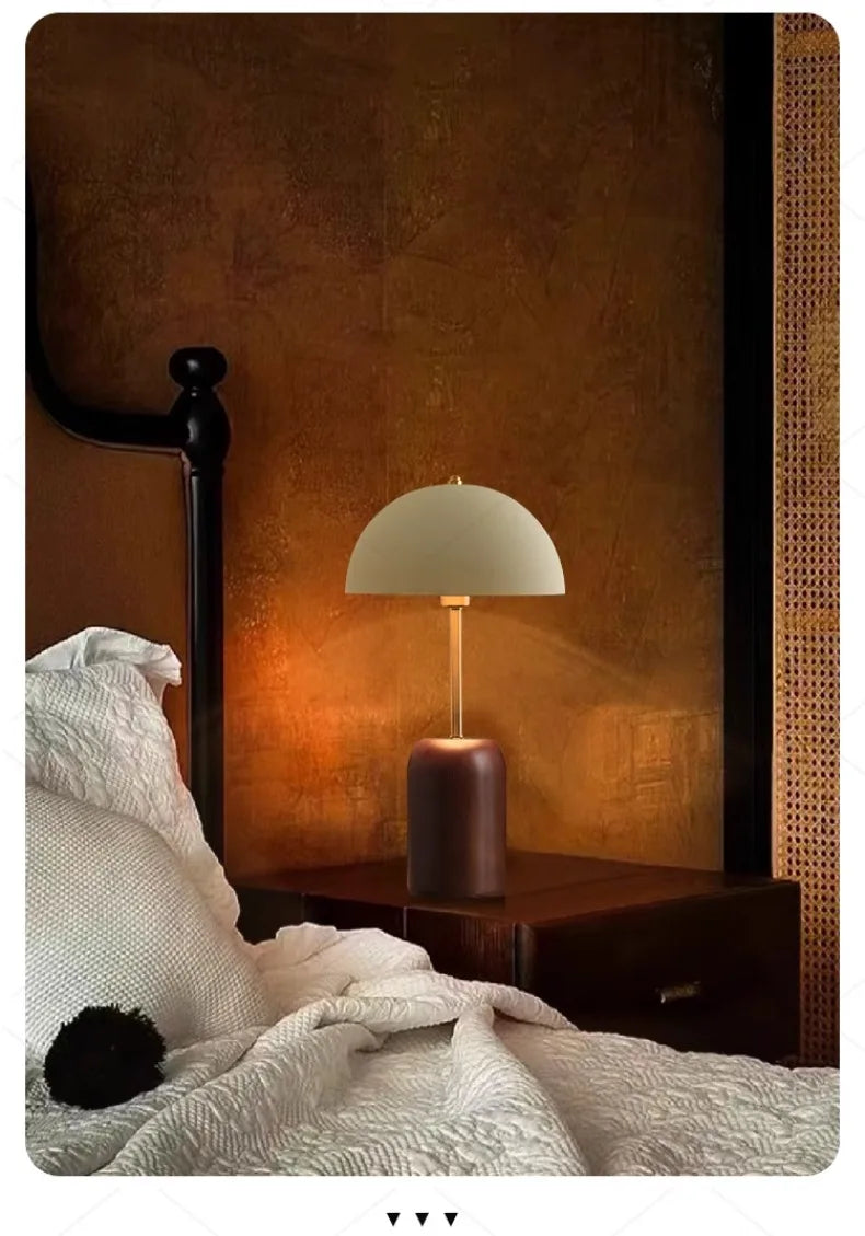 Linden Tall Neck Mushroom Table Lamp – Solid Ash Wood & Metal
