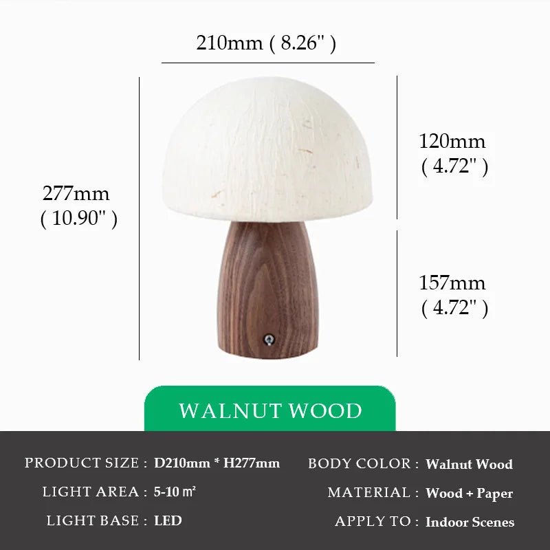 Shizuka Rice Paper Mushroom Table Lamp