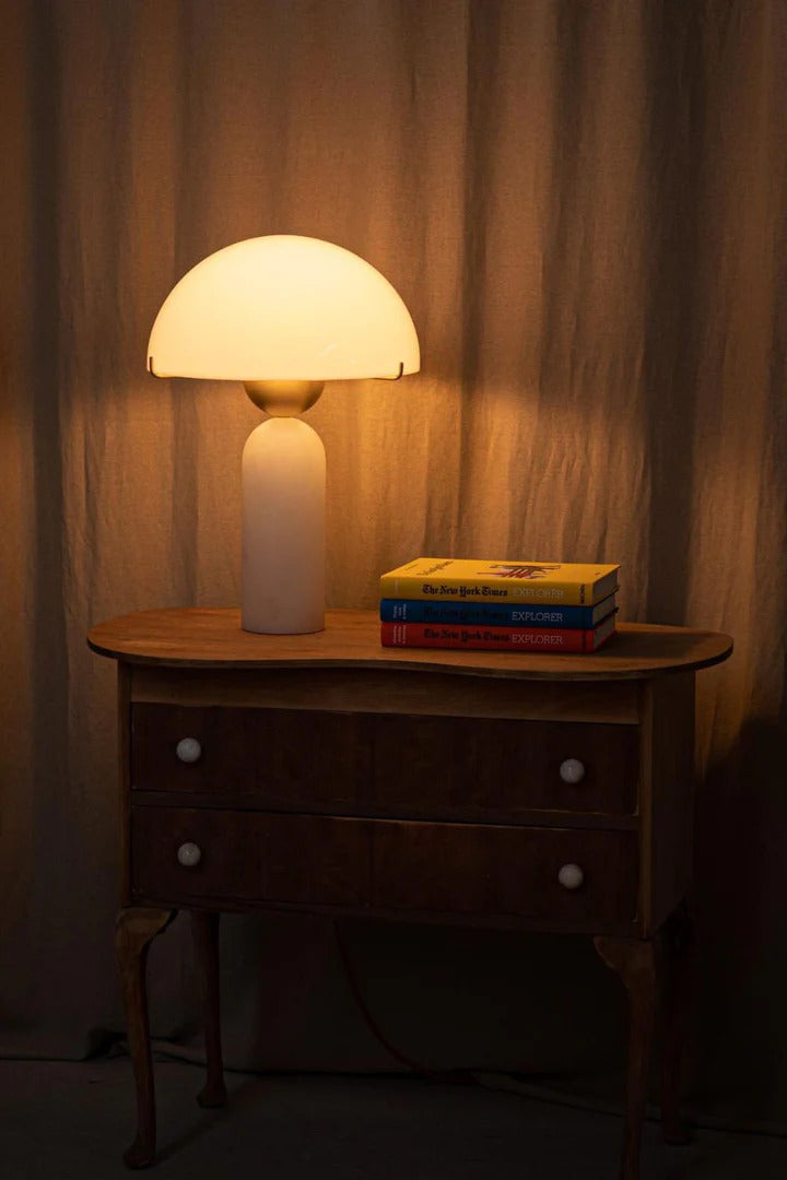 Alabaster Elegance Mushroom Table Lamp