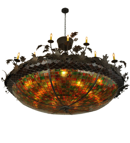 72" Wide Greenbriar Oak 12 Arm Chandelier