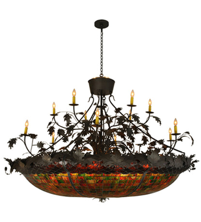 72" Wide Greenbriar Oak 12 Arm Chandelier