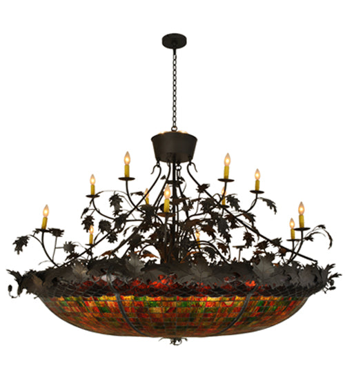 72" Wide Greenbriar Oak 12 Arm Chandelier