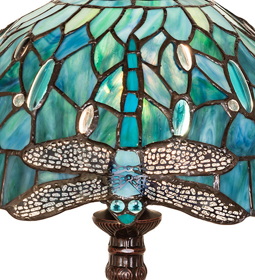 16" High Tiffany Hanginghead Dragonfly Table Lamp