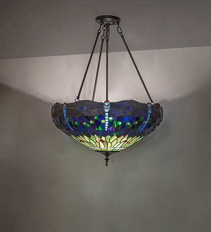 22" Wide Tiffany Hanginghead Dragonfly Inverted Semi-Flushmount