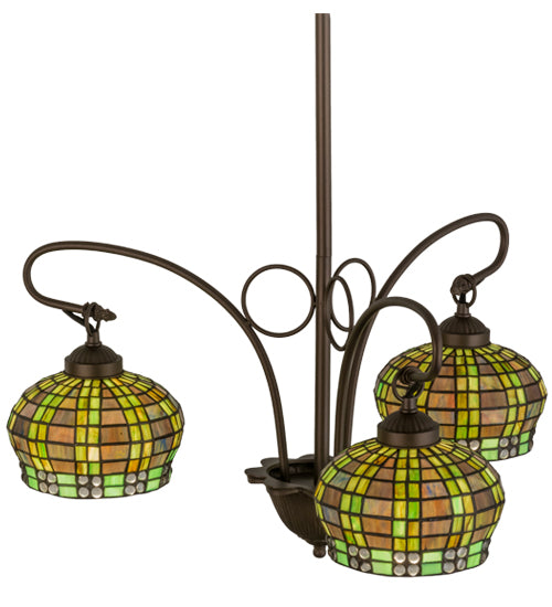 26"W Jeweled Basket 3 LT Chandelier