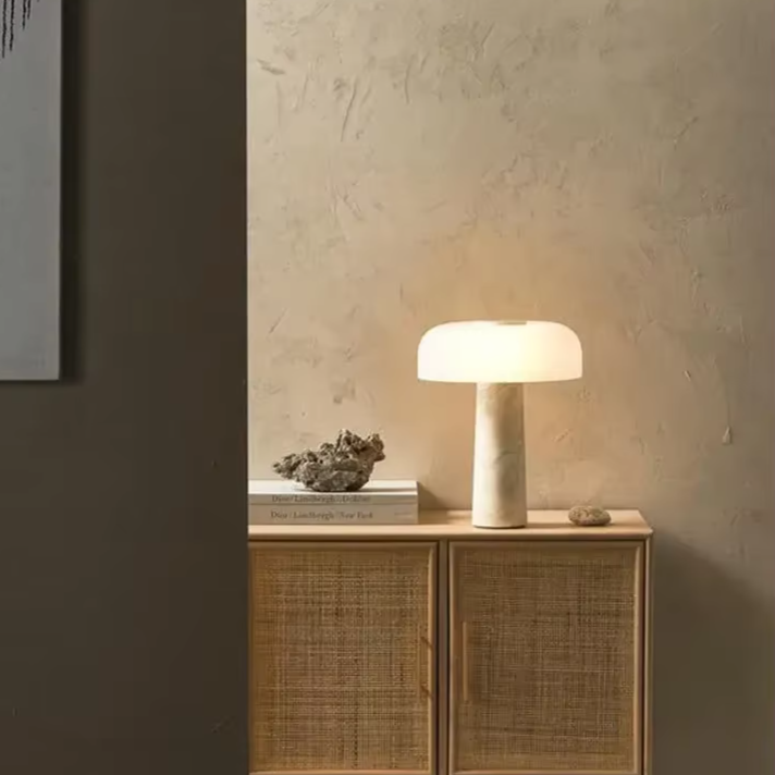 Travertine Elegance Mushroom Lamp