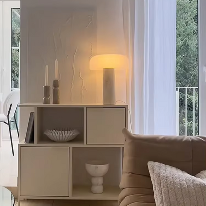 Travertine Elegance Mushroom Lamp