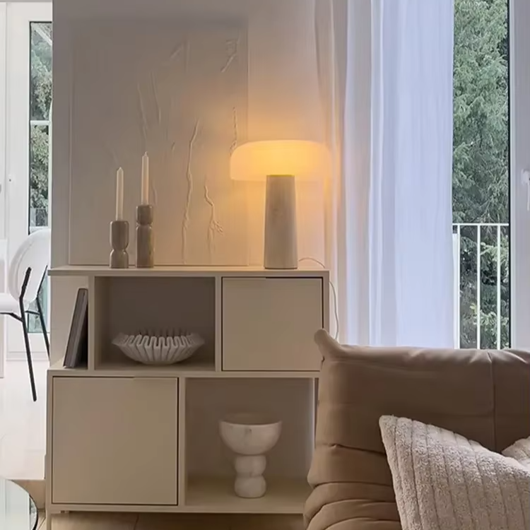 Travertine Elegance Mushroom Lamp