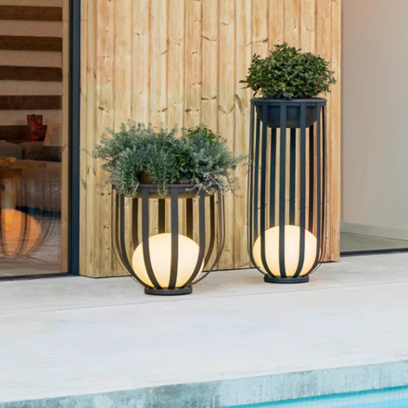 Solar-Powered Outdoor Lantern Planter