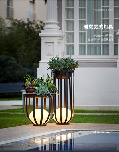Solar-Powered Outdoor Lantern Planter