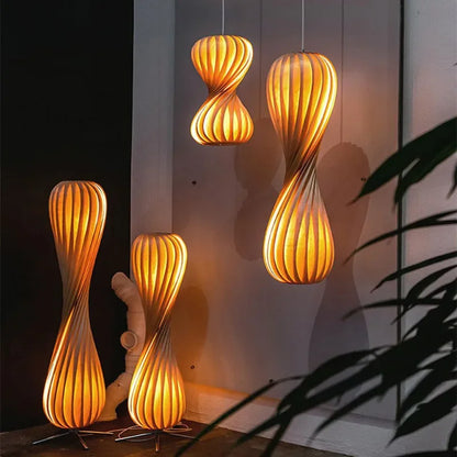 Solara Birch Wood Floor Lamp