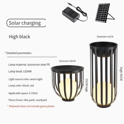 Solar-Powered Outdoor Lantern Planter