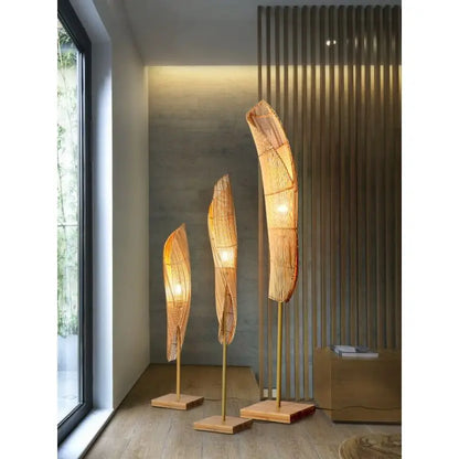 Trumpet Bamboo Handwoven Japandi Floor Lamp