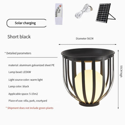 Solar-Powered Outdoor Lantern Planter