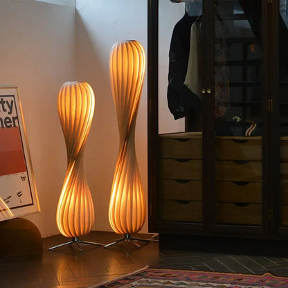 Solara Birch Wood Floor Lamp
