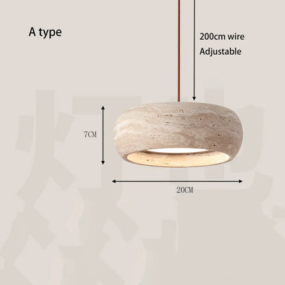 Travertine Halo Pendant Light – Sculptural Elegance in Nat