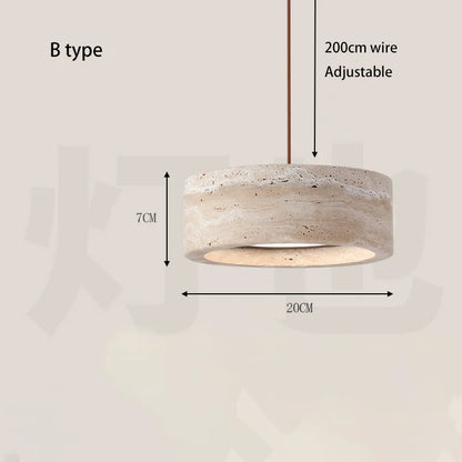 Travertine Halo Pendant Light – Sculptural Elegance in Nat