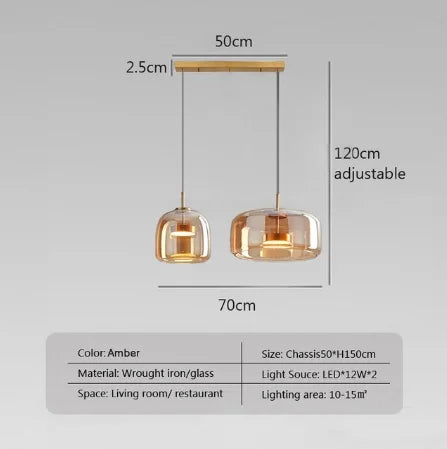 Luxe Double Glass Pendant Light