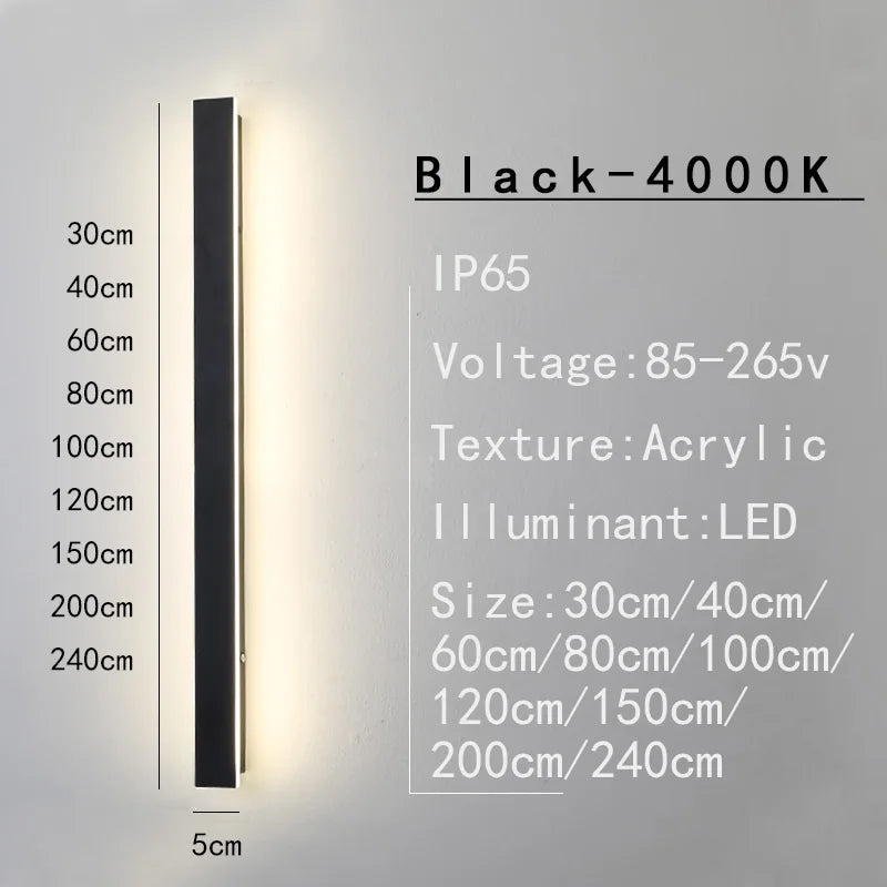 Sleek Waterproof White LED Wall Light
