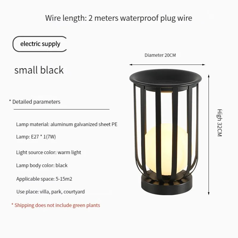Solar-Powered Outdoor Lantern Planter