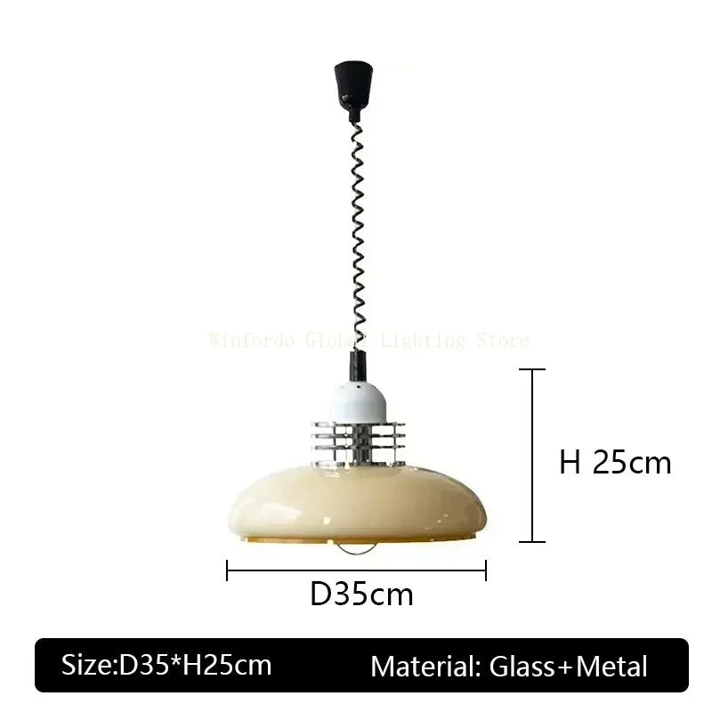 Bauhaus Retractable Glass Pendant Light