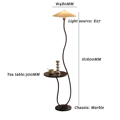 Japandi Mushroom Floor Lamp with Tea Table