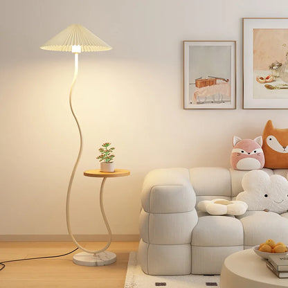 Japandi Mushroom Floor Lamp with Tea Table