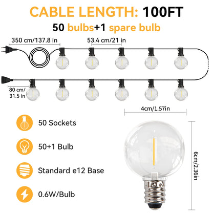 Waterproof Outdoor Bulb String Lights