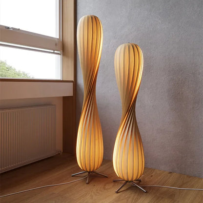 Solara Birch Wood Floor Lamp