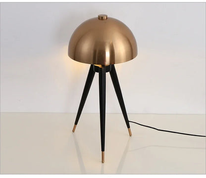 Modern Tripod Mushroom Table Lamp – Black & Gold Contemporary Design