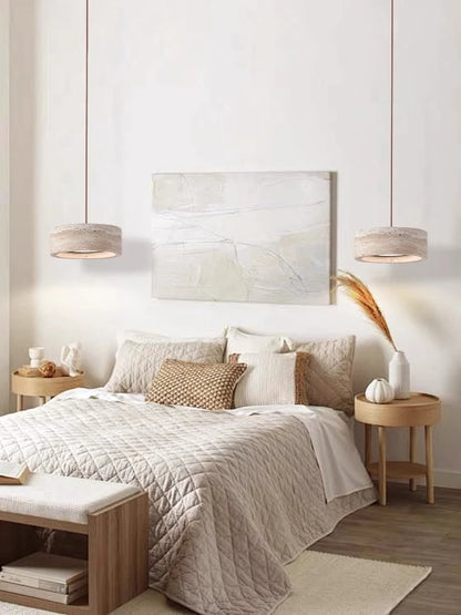 Travertine Halo Pendant Light – Sculptural Elegance in Nat