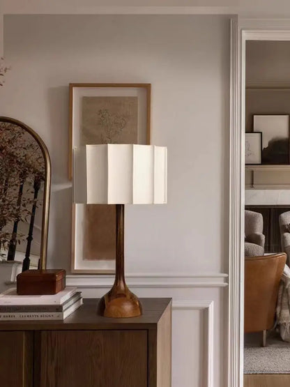 Sora Pleated Wood Table & Floor Lamp – Japandi-Inspired Elegance